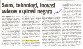 Pentingnya iptek dalam sistem inovasi. Sains Teknologi Inovasi Selaras Aspirasi Negara 27 Mei 2015