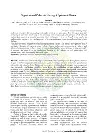 Maybe you would like to learn more about one of these? Organizational Culture In Nursing A Systematic Review