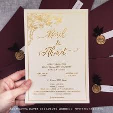Adam Avva Davetiye Tasarim Floral Design Invitation With Gold Foil Cicek Tasarim Muhurlu Davetiye Wedding Invitations Invitations Luxury Wedding Invitations