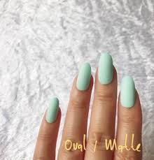 The most common mint acrylic nails material is plastic. 58 Ideas Nails Green Oval Mint Green Nails Green Nails Squoval Nails