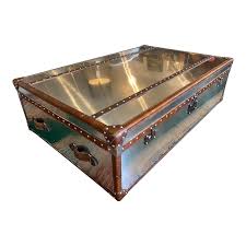 Each piece is constructed in precisely the same manner as the original and aged to look as if it's seen epic journeys of its own. Restoration Hardware Richards Trunk Coffee Table Aluminum Original Price 3 495 Design Plus Gallery