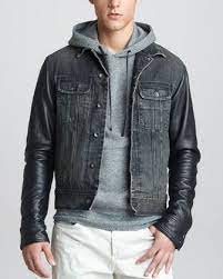 Rag Bone Leather Sleeve Denim Jacket Mens Denim Inspiration Denim Inspiration Leather Sleeve