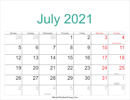 It is shukla paksha ekadashi tithi or the eleventh day during the waxing or light phase of moon till 4:28 pm on july 20. July 2021 Calendar Printable With Holidays Whatisthedatetoday Com