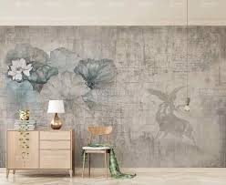 Nostalgic Lotus Flowers Wallpaper Mural In 2020 Wandbild Wand Wandgemalde Ideen Und Wanddeko Wohnzimmer