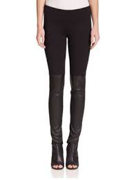 vince mixed media half leather leggings in black modesens