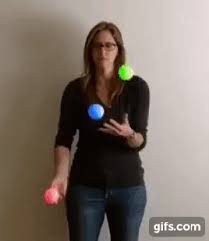 With a swinging arm motion and a little wrist flip, toss all three over the same shoulder. How To Juggle The Weave Beginner Tutorial