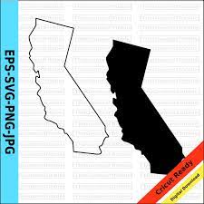 California State Map Svg Png Jpg Eps Vector California Etsy In 2021 California State Outline Us State Map Clip Art