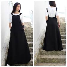 Black Linen Dress Pinafore Dress Apron Dress Black Maxi Dress Linen Clothing Gothic Dress Summer Dress Linen Clothes Loose Dress Black Pinafore Modern Maxi Fashion