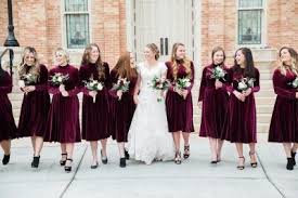 Cranberry Red Velvet Bridesmaids Dresses Alexis Foust Photography Winter Bridesmaid Dresses Velvet Bridesmaid Dresses Velvet Wedding Dress