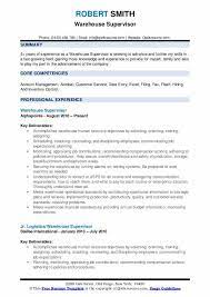 Use our examples of cvs for the food industry as a recipe to cook up your own. Warehouse Supervisor Resume Samples Qwikresume