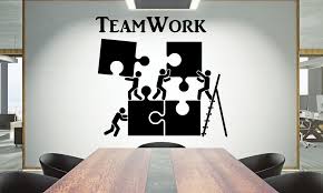 Office Wall Decal Teamwork Quote Wall Sticker Office Decor Etsy Office Wall Decals Office Wall Graphics Office Wall Design