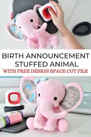 Birth Announcement Stuffed Animals Birth Announcement Stuffed Animal With Cricut Easypress Mini Tastefully Frugal In 2020 Diy Baby Gifts Custom Baby Gifts Personalized Stuffed Animals