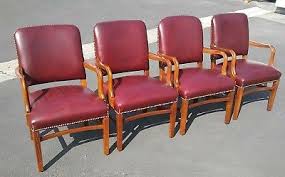 4 Gunlocke Leather Courtroom Lawyer Chairs Office Nailhead Arm Chair Vintage Vtg Lawyer Chair Chair Office Chair