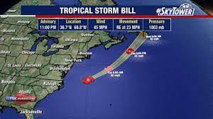 Eastern seaboard by the associated press june 15, 2021, 8:47 pm Tropical Storm Bill Forms Off Coast Of North Carolina On Fast Path Away From U S