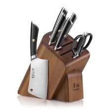 Amazon.com: Cangshan ELBERT Series German Steel Forged Cleaver Knife Block  Sets, Acacia (7-Piece, Black): Home & Kitchen