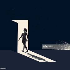 Stock Illustration Women Walking Through A Open Door Door Poster Alcohol Awareness Illustration