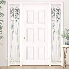 Driftaway Isabella Faux Silk Embroidered Crafted Flower Door Curtain Sidelight Rod Pocket Room Darkening Front Door 1 Panel With Bonus Adjustable Tieback 25 Inc Sidelight Curtains Door Curtains Panel Curtains