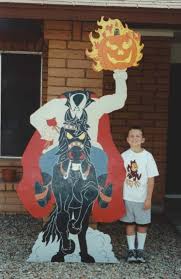 8ft Headless Horseman Halloween Yard Decoration That I Made Out Of Plywood Halloween Yard Halloween Yard Decorations Fun Halloween Decor