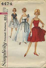 Vintage Sewing Pattern Simplicity 4474 Year 196 Bust 36 Waist 28 Hip 38 Vintage Sewing Patterns Vintage Sewing Simplicity Patterns Vintage