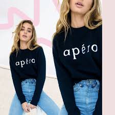 Apero Embroidered Jumper Navy By Apero Label Fashion Graphic Sweatshirt Tops