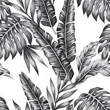 Retro Palms Black Jungle Wallpaper Tropical Wallpaper Leaf Wallpaper