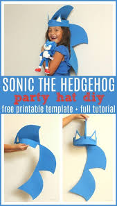 Homemade Birthday Hats For Adults Sonic The Hedgehog Party Hat Diy In 2020 Diy Party Hats Sonic Birthday Sonic Birthday Parties