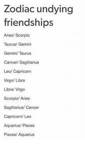 Sagittarians like to experience surprises and unpredictability, while cancer feels secure in a predictable atmosphere. Zodiac Undying Friendships Aries Scorpio Taurusgemini Gemini Taurus Cancer Sagittarius Leo Capricorn Virgo Libra Libra Virgo Scorpio Aries Sagittarius Cancer Capricorn Leo Aquarius Pisces Pisces Aquarius Aquarius Meme On Me Me
