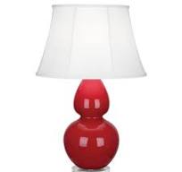 Robert Abbey Double Gourd Table Lamp - Ruby Red - Ivory Stretched Fabric  Shade