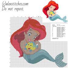 And there's no need to worry about learning different kinds of stitches because the patterns only use whole cross stitches. Disney Baby Princess Ariel Free Cross Stitch Pattern Download In Disney Category Disney Cross Stitch Disney Cross Stitch Patterns Cross Stitch