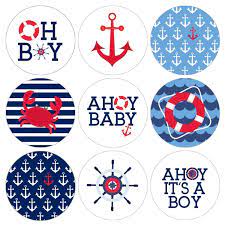 Ahoy It S A Boy Baby Shower Stickers 180 Party Favor Labels Red And Blue Distinctivs Walmart Com