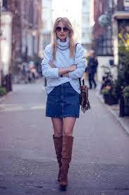 50 New Ways To Wear Denim For Fall Mini Skirt Outfit Winter Denim Skirt Outfit Fall Denim Skirt Outfit Winter