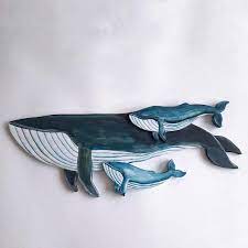 Blue Whale Wall Decor Nautical Decor Nursery Decor Wooden Etsy In 2021 Whale Decor Whale Wall Decor Wooden Whale