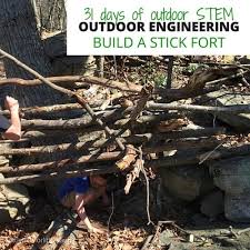 Assemble the walls of the fort. Building Stick Forts For Outdoor Engineering Stem Projects