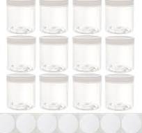 Amazon.com: 8oz Plastic Wide-Mouth Storage Jars (12 pack) - Large  straight-sided clear empty refillable food-grade BPA-free PET containers  with white ...