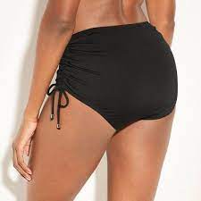 Women S Full Coverage High Waist Side Cinch Bikini Bottom Kona Sol Black Xs Full Coverage Swimsuit Bottoms Full Coverage Bikini Bottoms Full Coverage Bikini