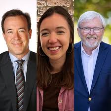 James Curran, Kevin Rudd and Amy Hawkins talk to Emma Graham-Harrison