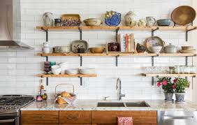 things to store on open kitchen shelves