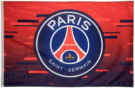 The emblem was built around a stylized depiction of a football, which was given in blue with white seams. Psg Flagge Logo Paris Saint Germain Offizielles Lizenzprodukt Blau Amazon De Kuche Haushalt