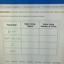 classify each polynomial by its degree and number of terms