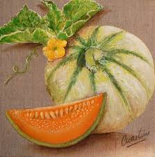 Tableau Melon Que J Ai Realise Pour Une Productrice Nature Morte Fruits Peinture De Coq Fruits Aquarelle