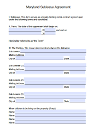 free maryland rental lease agreement templates pdf word