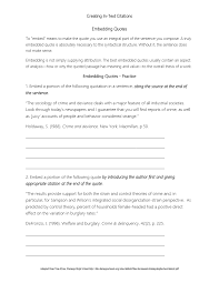 In Text Citation Worksheet Pdf Text Quotes Sentences