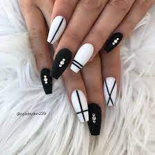 I came up with this all black and white design, while she created a gorgeous colorful one. 50 Fun And Fashionable White Nail Design Ideas For Any Occasion In 2020 Matted Nails Chic Nails Simple Acrylic Nails