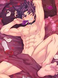 1boy abs anal beads animated armpit hair armpits arms up asshole  bed buttplug camp buddy collar condom cum cum in ass cum on body cumshot  erect penis erection feet