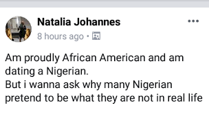 The nigerian man is a natural hustler, they go out in the morning and come. Naija Venter Linda Ikeji Latest News Headlines Linda Ikeji News African American Woman Dating A Nigerian Man Wants To Know Why Many Nigerians Pretend To Be What They Are Not