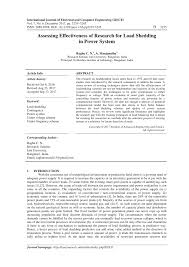 It occurs some places where there is a connection failed of electricity. Pdf Assessing Effectiveness Of Research For Load Shedding In Power System