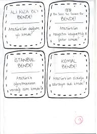 Ataturk Konulu Kart Oyunu Alinti Cannur Haznedar Egitim Hayat Bilgisi Dorduncu Sinif