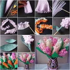 Diy Beautiful Crepe Paper Hyacinth Flower Tissue Paper Flowers Paper Flower Tutorial Crepe Paper