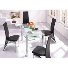 Briano Dining Set With 4 Black Dining Chairs Dining Sets Black Kitchen Table Black Dining Room Table Contemporary Glass Dining Table