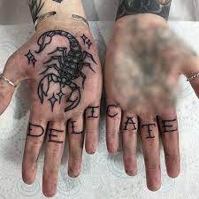 Delicate Blurred Palm Not By Me Tattoo Palm Palmtattoo Scorpiontattoo Scorpion Script Fingertattoo Sta Hand Palm Tattoos Palm Tattoos Palm Tattoo